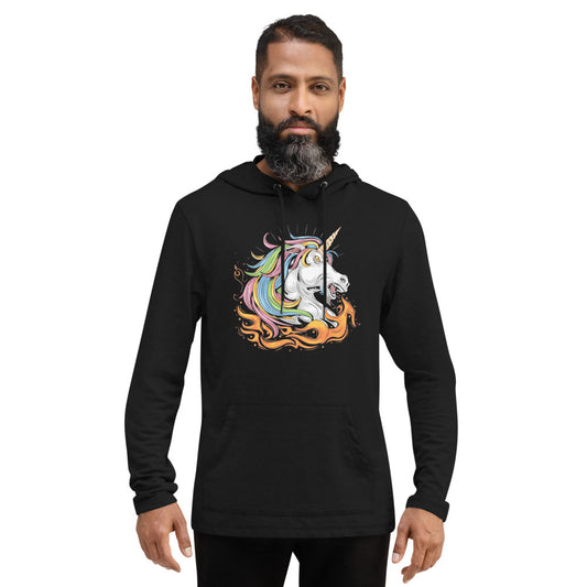 Fire-Breathing Unicorn-Unisex Lightweight Hoodie