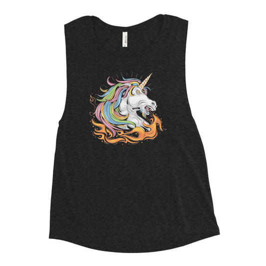Fire-Breathing Unicorn-Ladies’ Muscle Tank